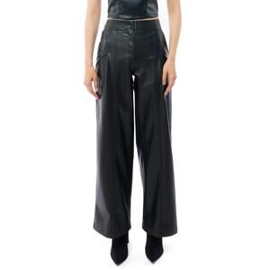NEW LBLC THE LABEL clark faux leather wide leg pant in black